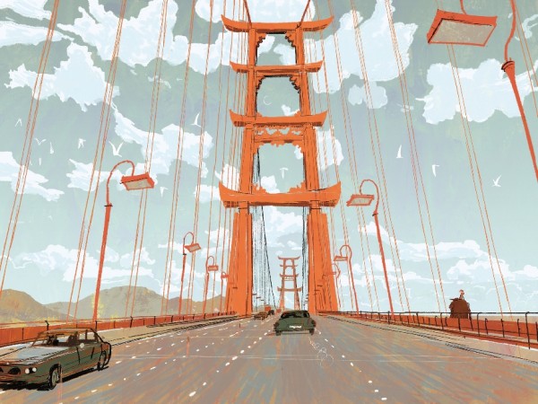 concept art da cidade de San Fransokyo