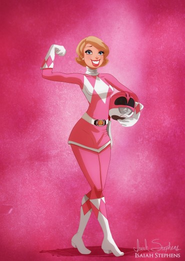 Charlotte (A Princesa e o Sapo) como Ranger Rosa Power Rangers)