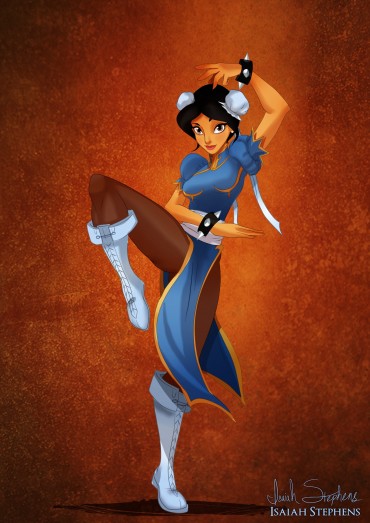 Jasmine (Aladdin) como Chun-Li (Street Fighter)