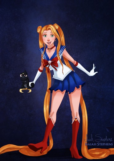 Rapunzel (Enrolados) como Sailor Moon 