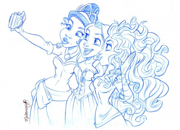 Tiana, Rapunzel e Merida fazendo foto bracinho <3
