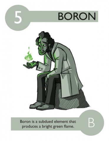 Boro é um elemento subjugado que produz uma chama verde brilhante.