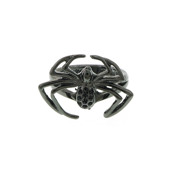 Black Spider Crystal Ring