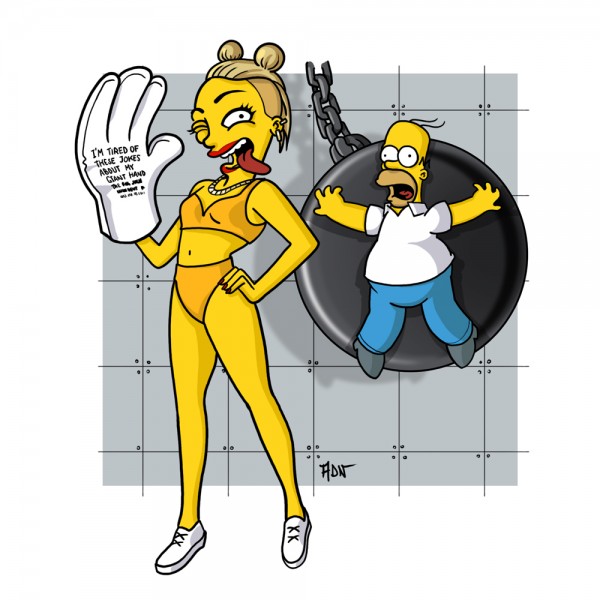 Miley Cyrus x Homer Simpsons x Wrecking Ball x Mão gigante