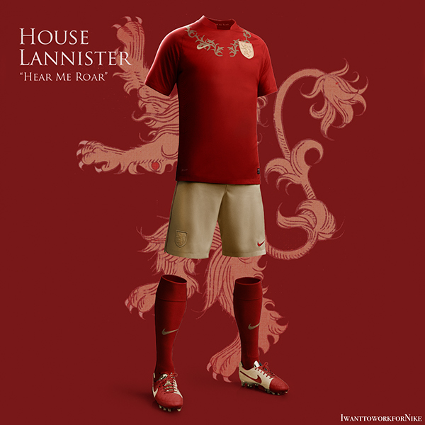 House Lannister uniformes futebol copa Game of thrones