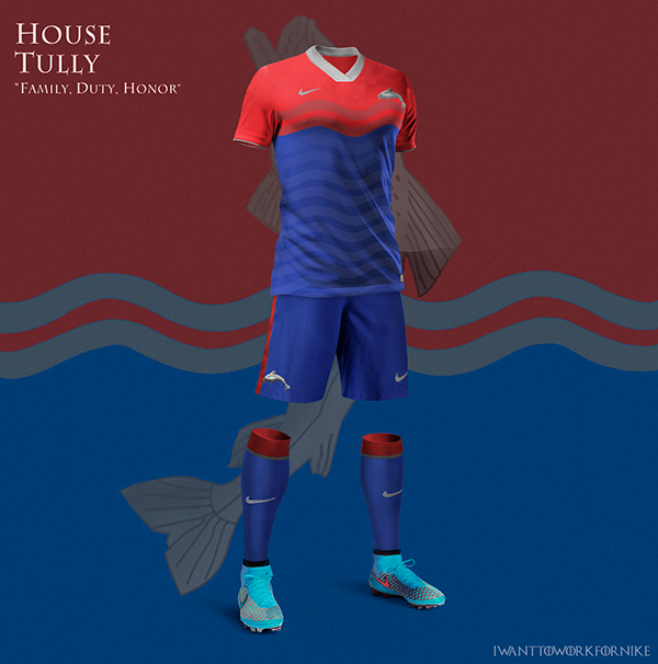 House tully uniformes futebol copa Game of thrones