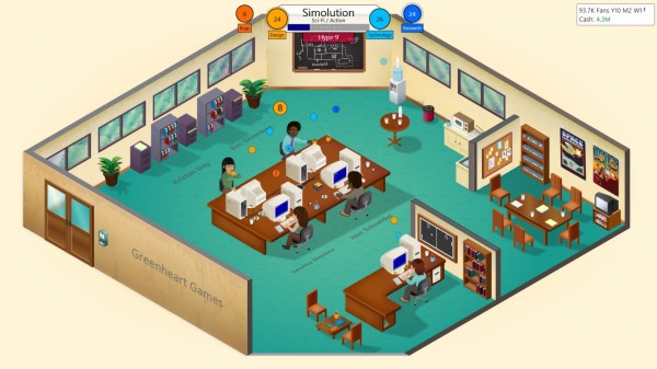 Screenshot do jogo Game Dev Tycoon, onde você tem seu próprio estúdio de games